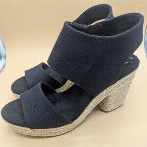 Womens Toms Majorca Rope Platform Sandal Size 6 Black